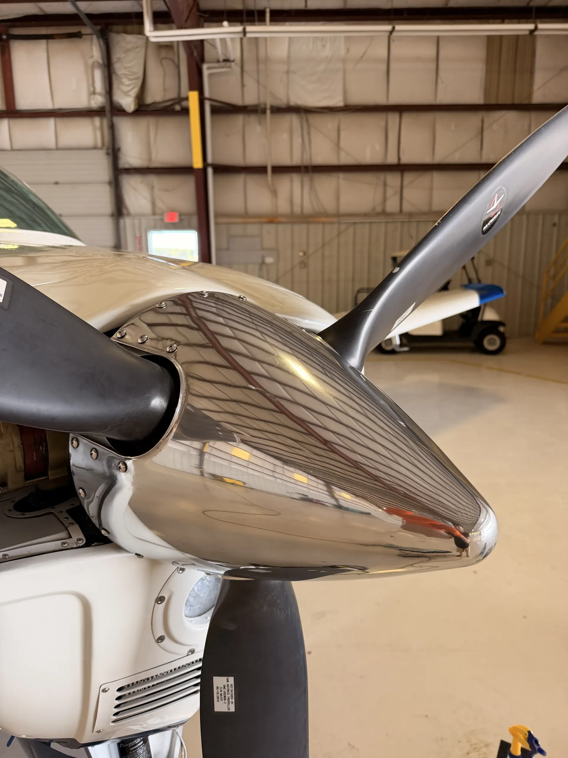 Mirror-polished nose cone brightwork