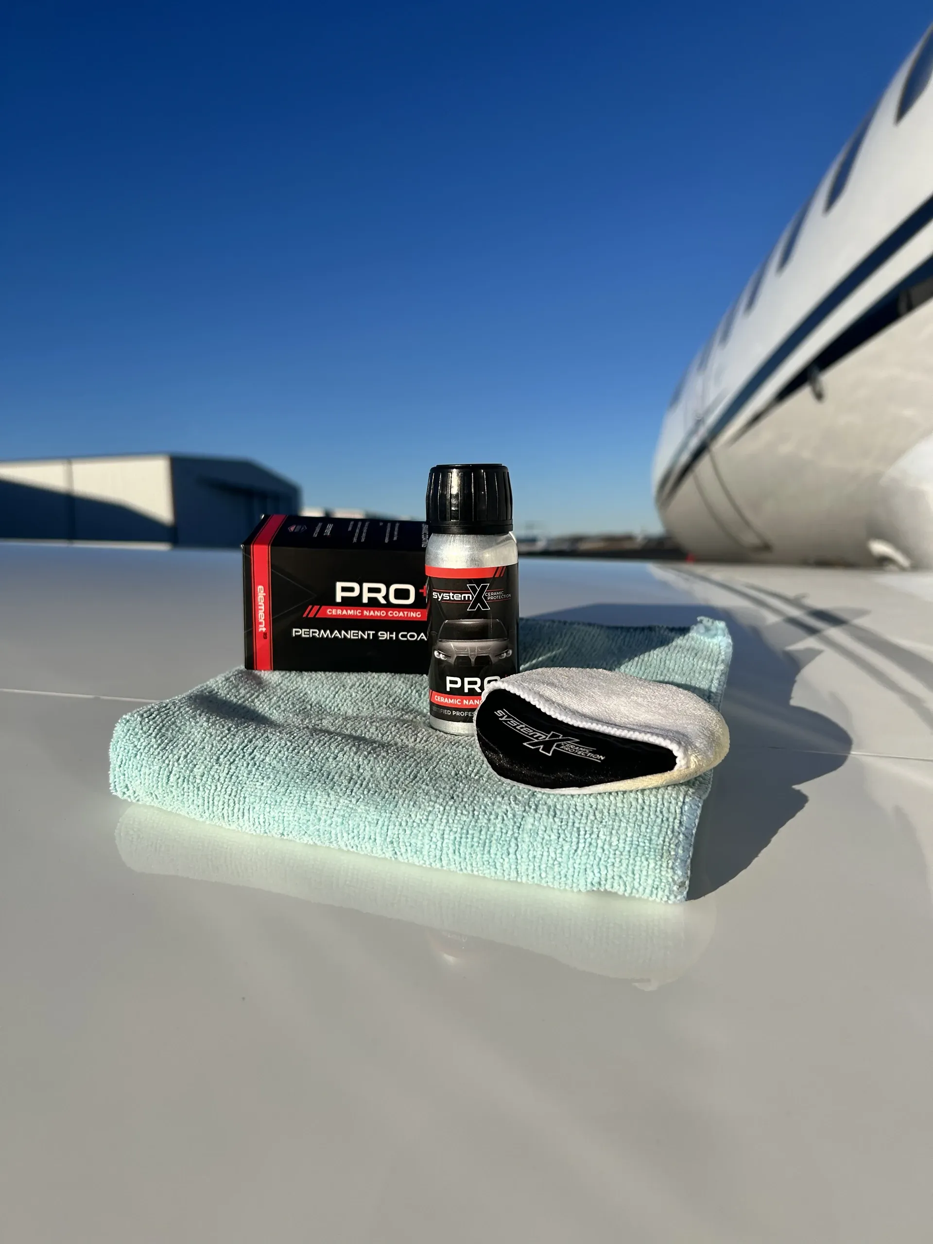 System-X Max G+ ceramic coating on a business jet